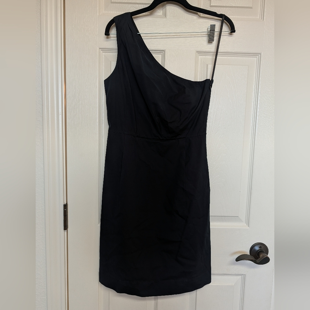 J.Crew Womens One Shoulder Navy Sheath Dress Silk Blend Cocktail Minimalist Sz 2